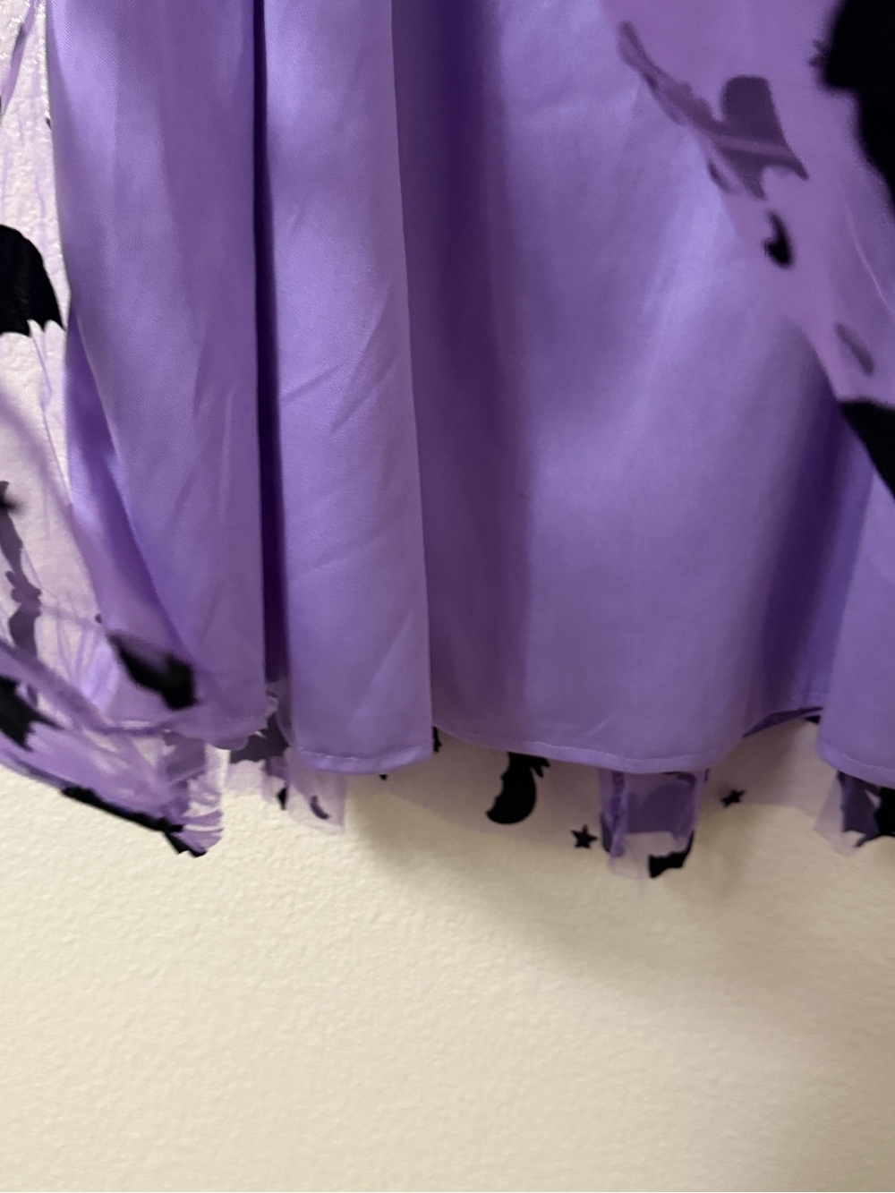 Chicwish Purple Maxi Skirt with Velvet Black Bat Print Sz S M - Picture 4 of 6